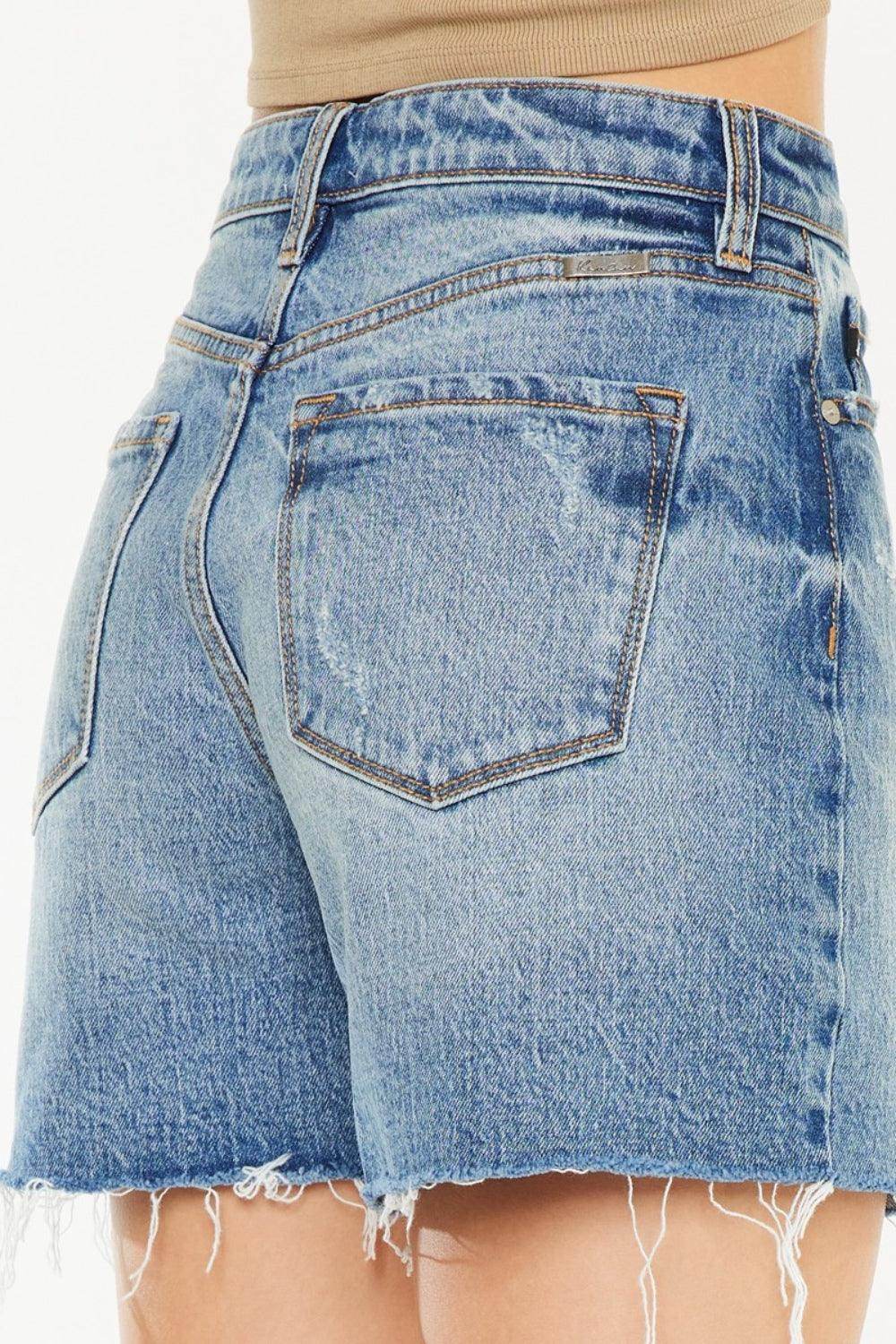Kancan Full Size Raw Hem High Waist Denim Shorts for Women