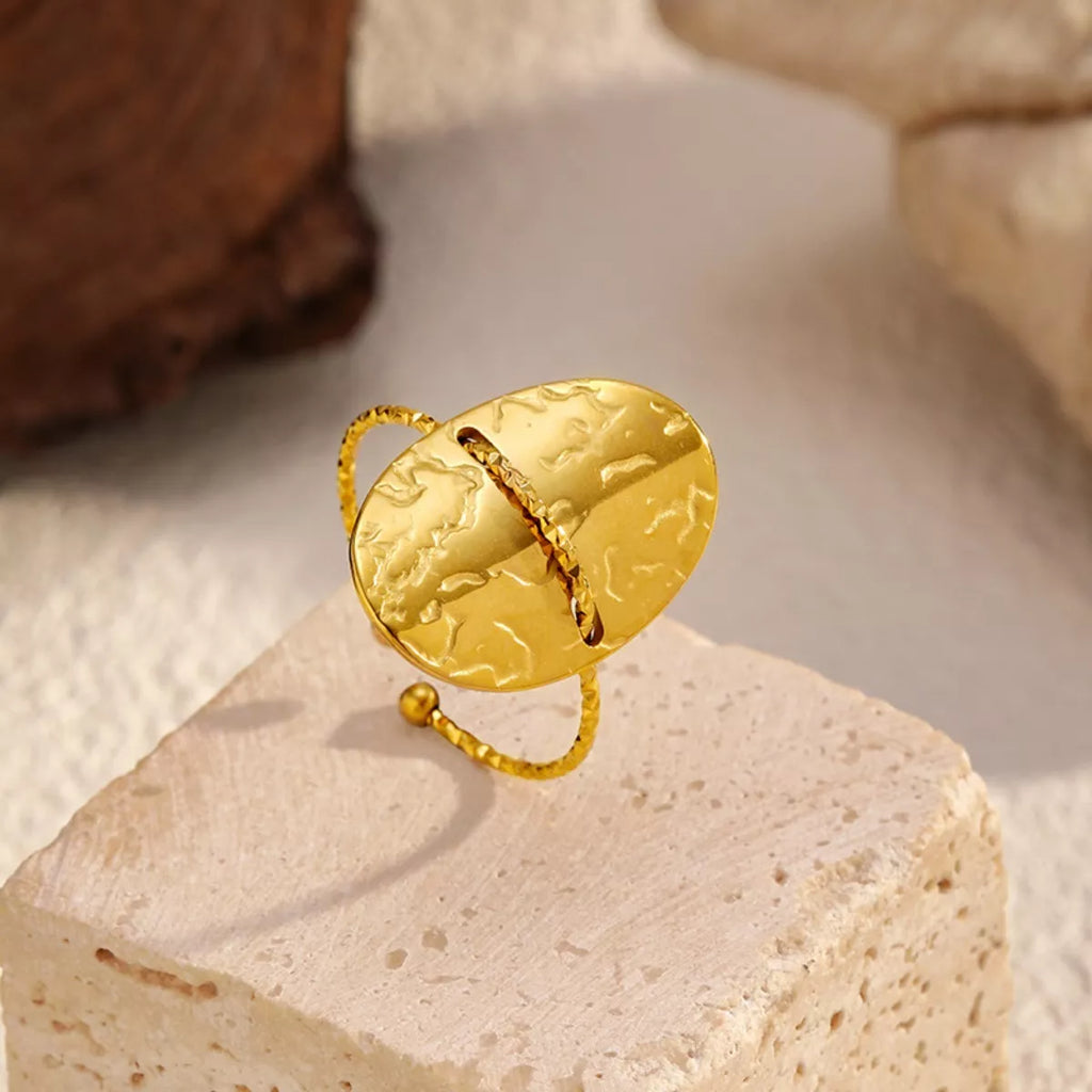 Hammered Disc Open Ring