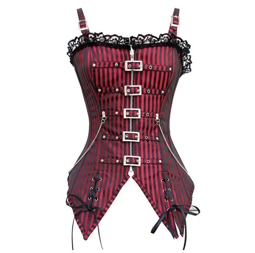 Striped Zippered Boning Shapewear For Women