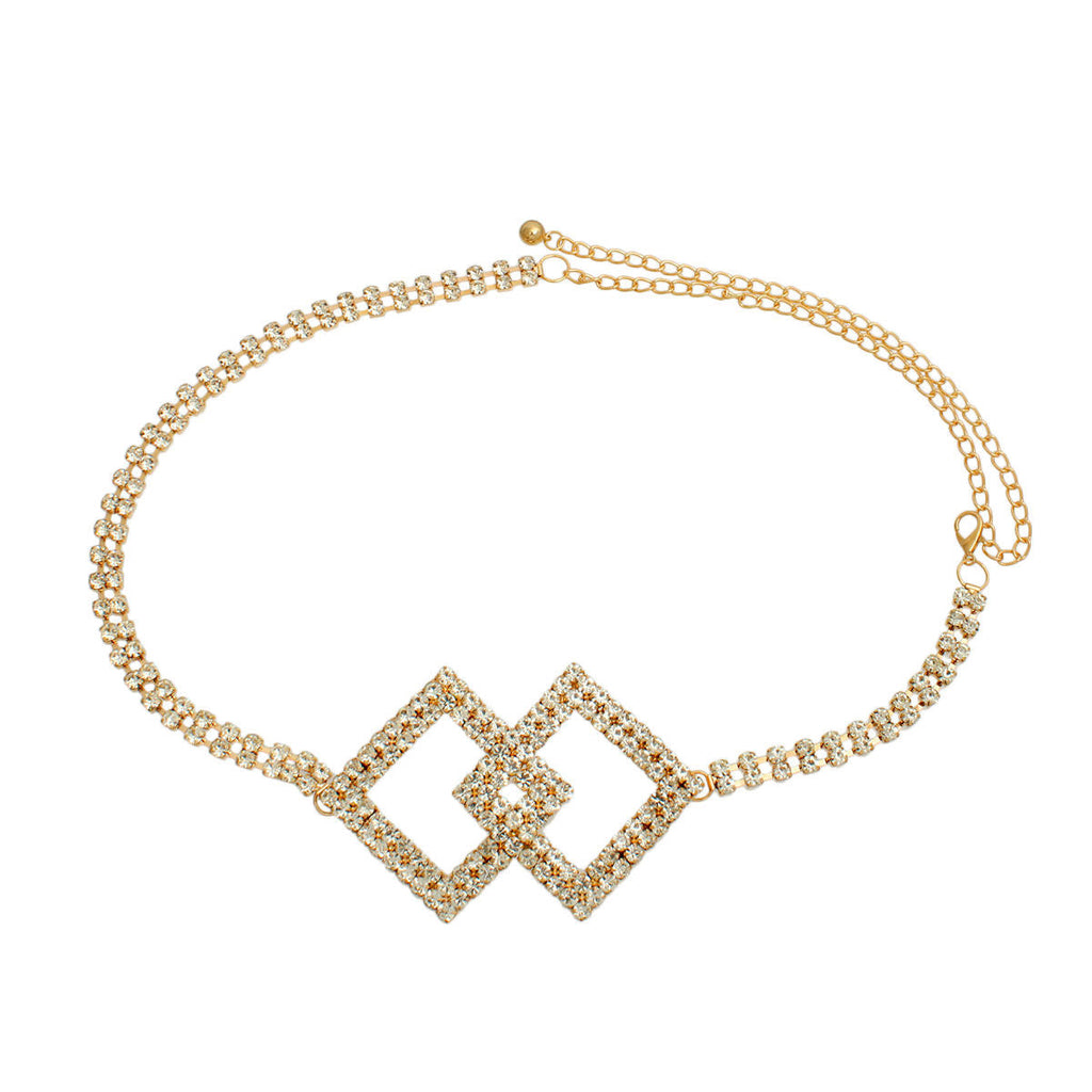 Diamond Chain Belt Gold Embellished Stylish Statement Accessory