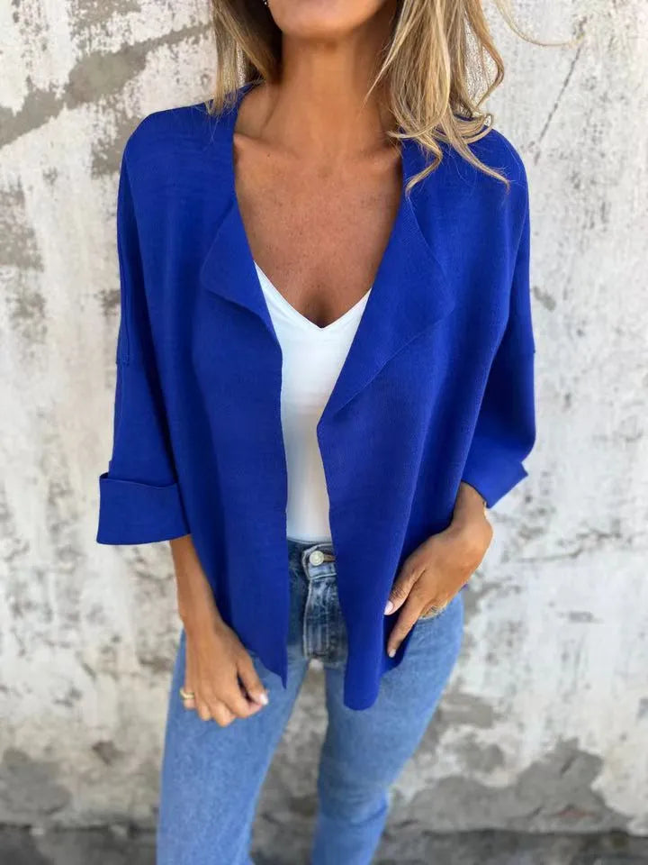 Full Size Open Front 3/4 Sleeve Cardigan Plus Size