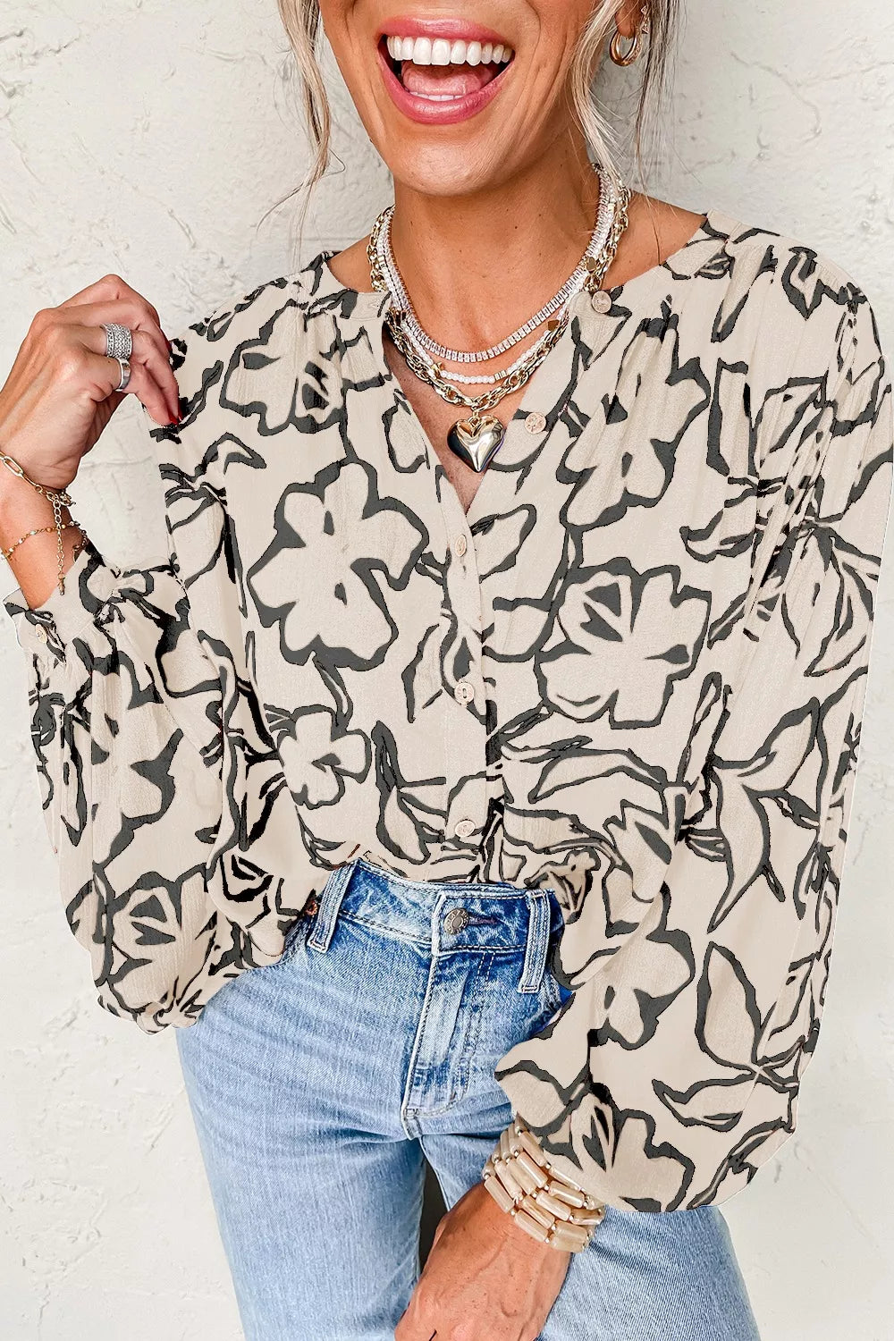 Floral Print Button-Down Shirt