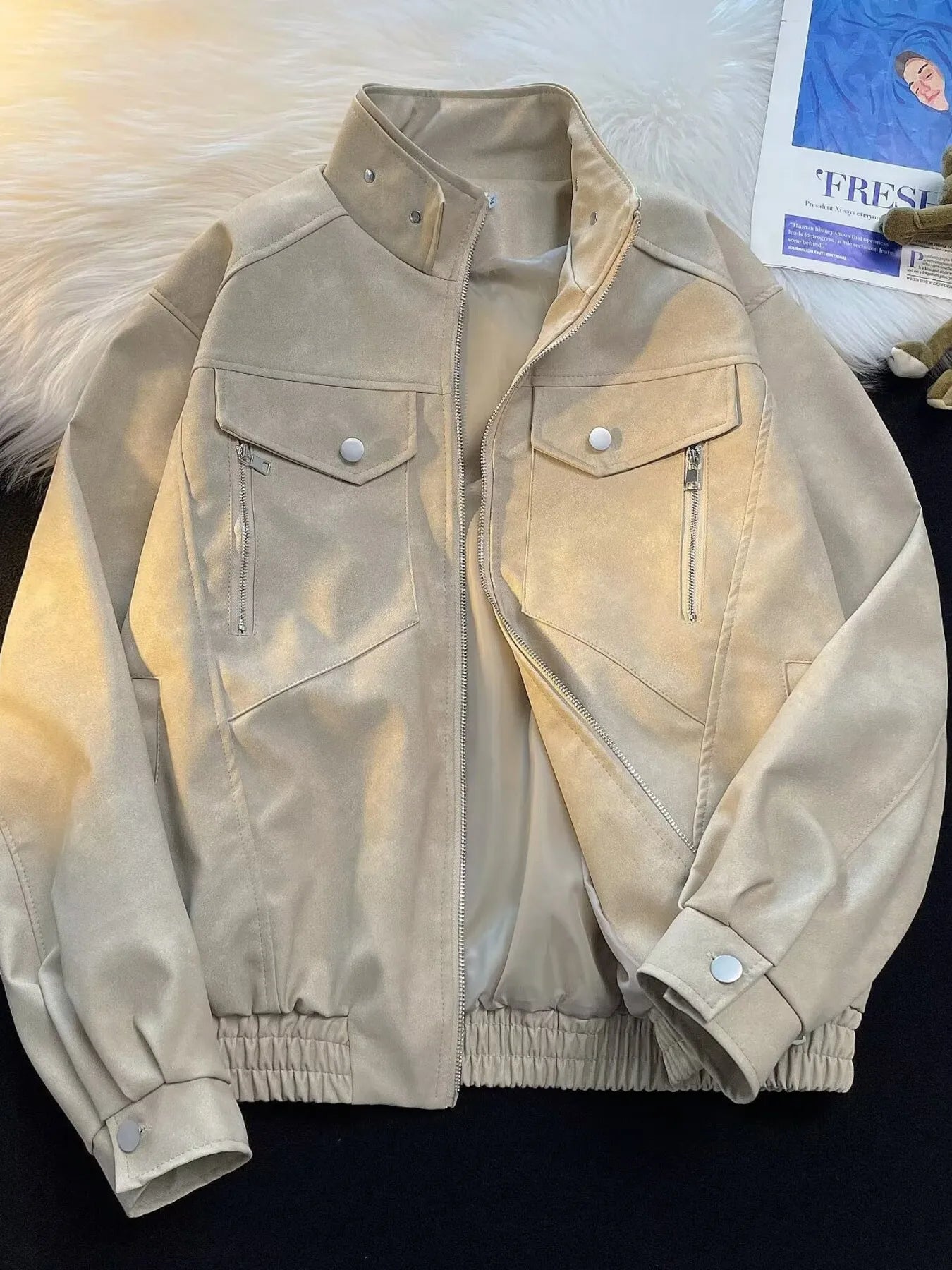 Men's Zip Up Casual Bomber Jacket