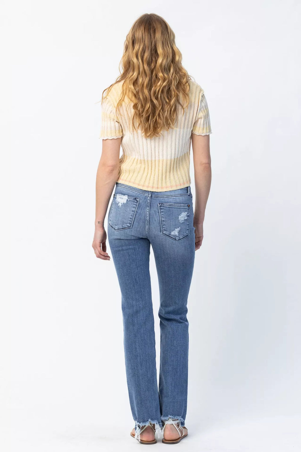 Judy Blue Full Size Mid Rise Destroy Straight Jeans Plus Size