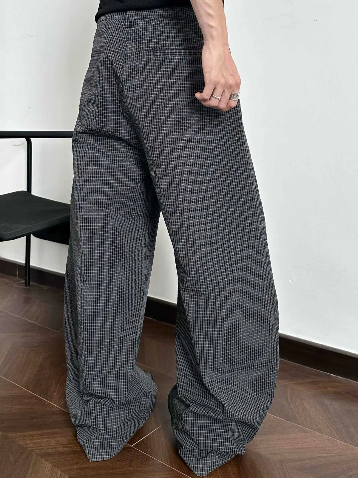 Men's Wide Leg Plaid Pants