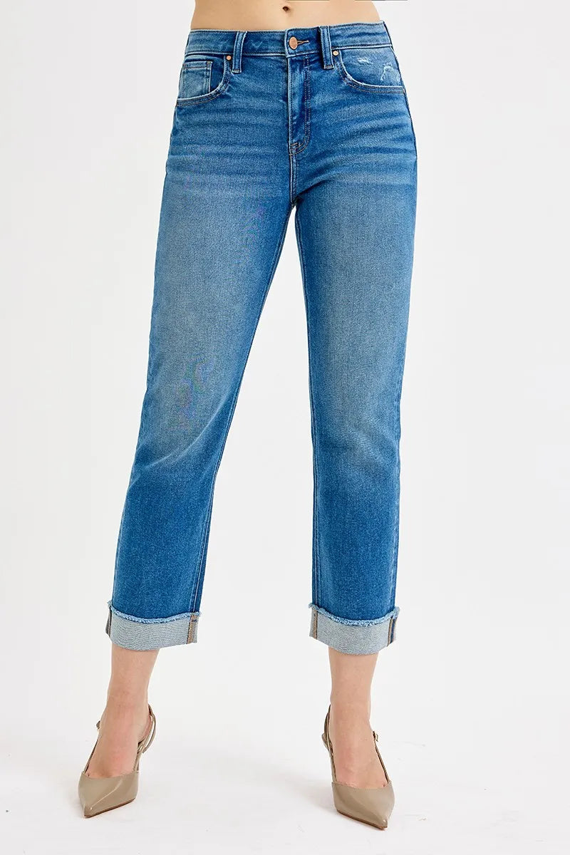RISEN Full Size High Rise Boyfriend Fit Ankle Jeans Plus SIze