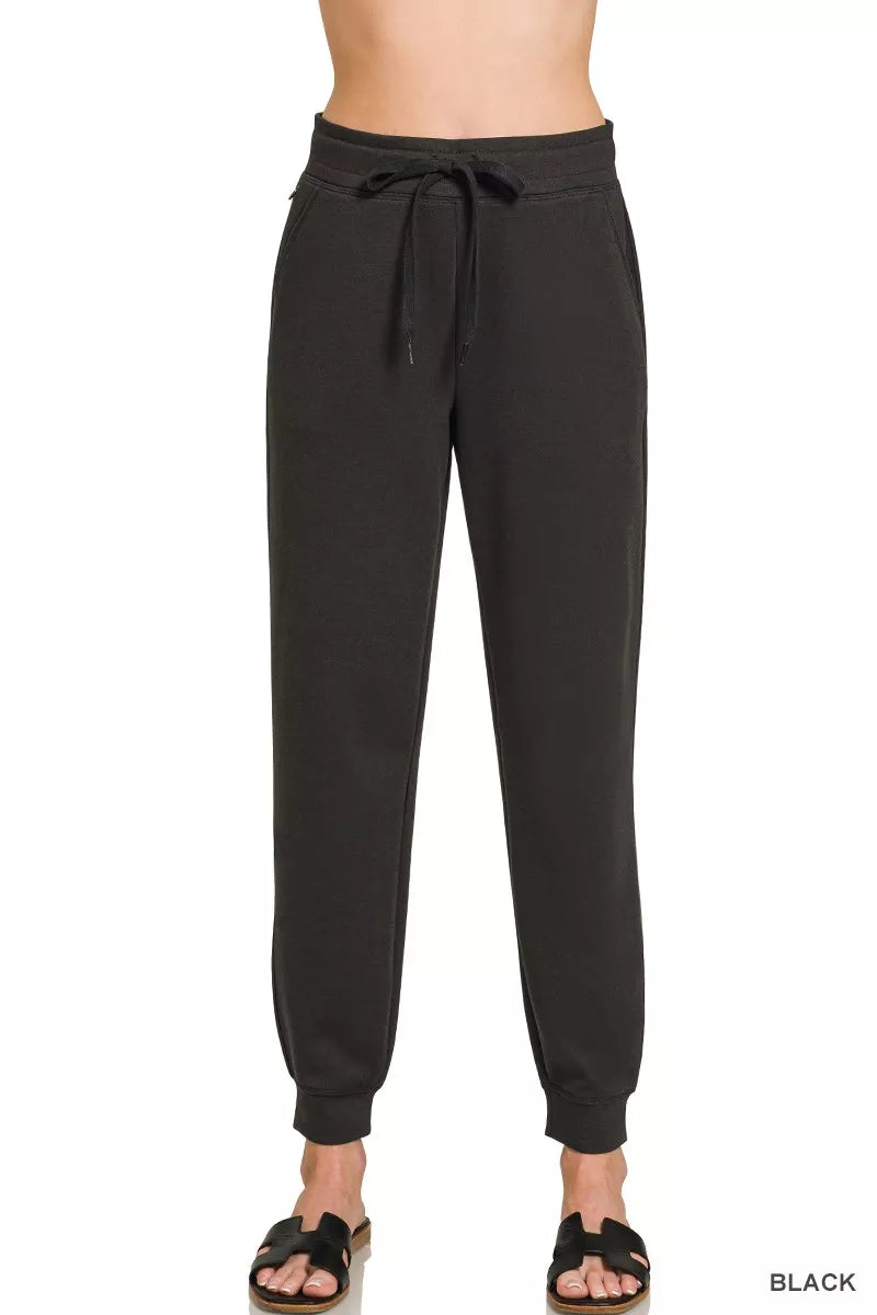 Zenana Drawstring Scuba Joggers with Pockets