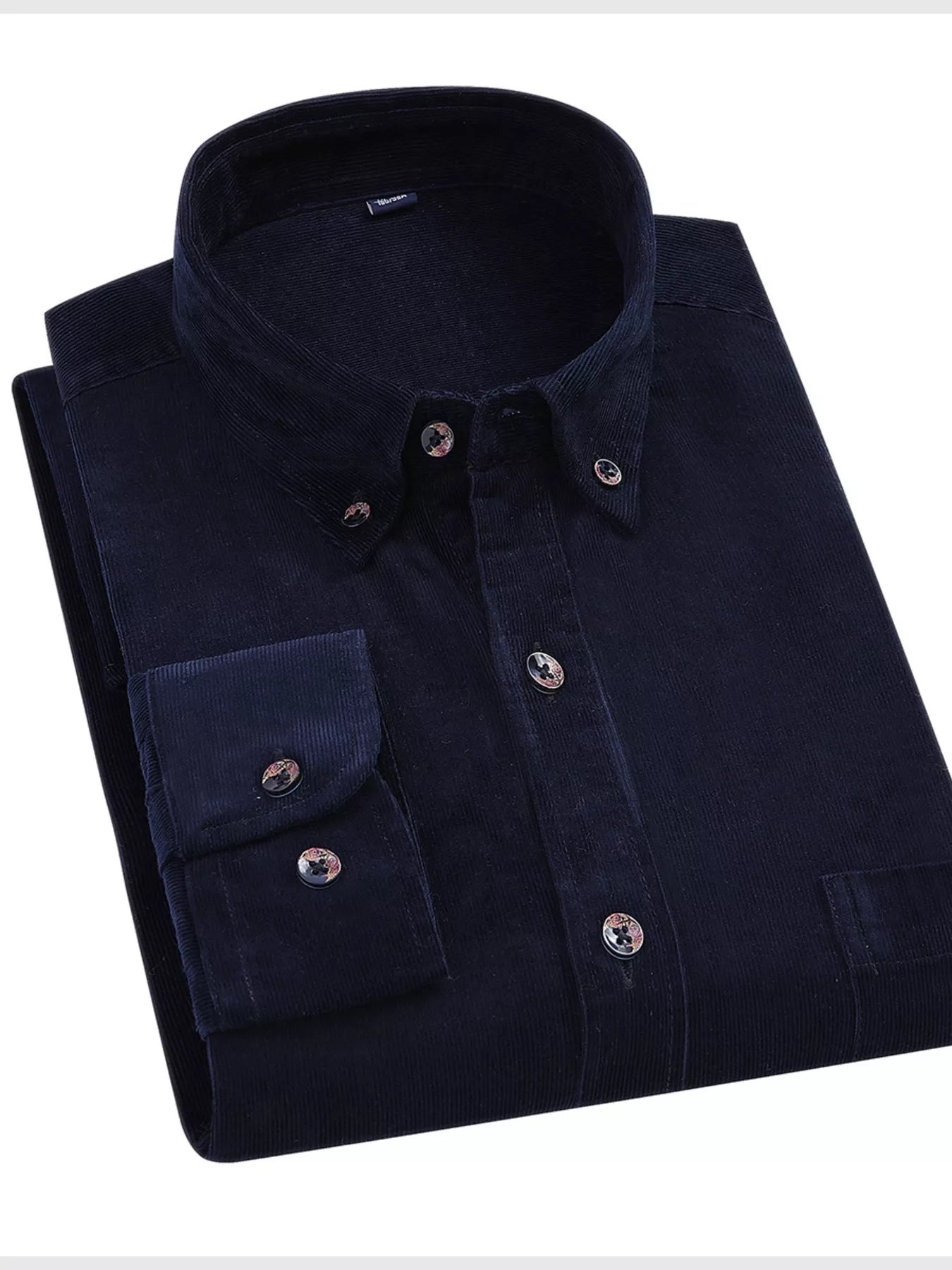 Men's Full Size Corduroy Long Sleeve Button-Down Shirt Plus Size