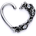 16G 3/8 Clear CZ Gem Flower Garden Left Heart Closure Ring