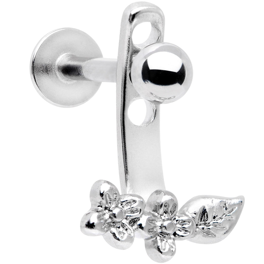 16G 3/8 Leafy Flowers Dangle Cartilage Tragus Helix Piercing