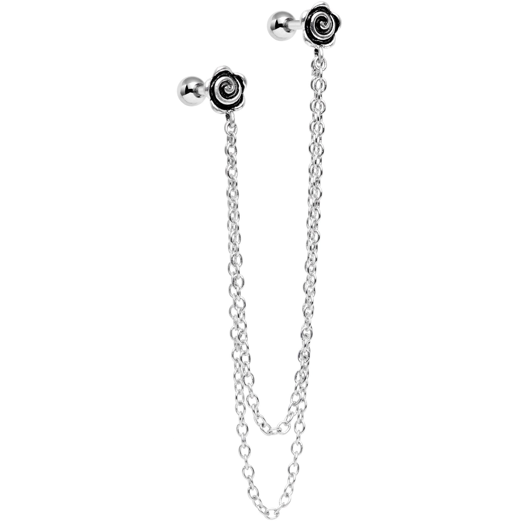 16G 1/4 Farewell Summer Flower Cartilage Chain Earring