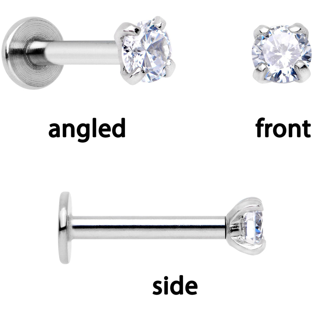 16G 1/4 Clear Gem Butterfly Cartilage Tragus Earring Set of 3