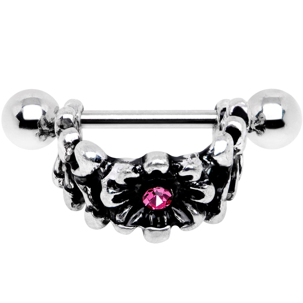 16G 3/8 Pink Gem Floral Wreath Cuff Cartilage Earring