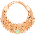 16G 3/8 Green Synthetic Opal Rose Gold Tone Hinged Septum Ring