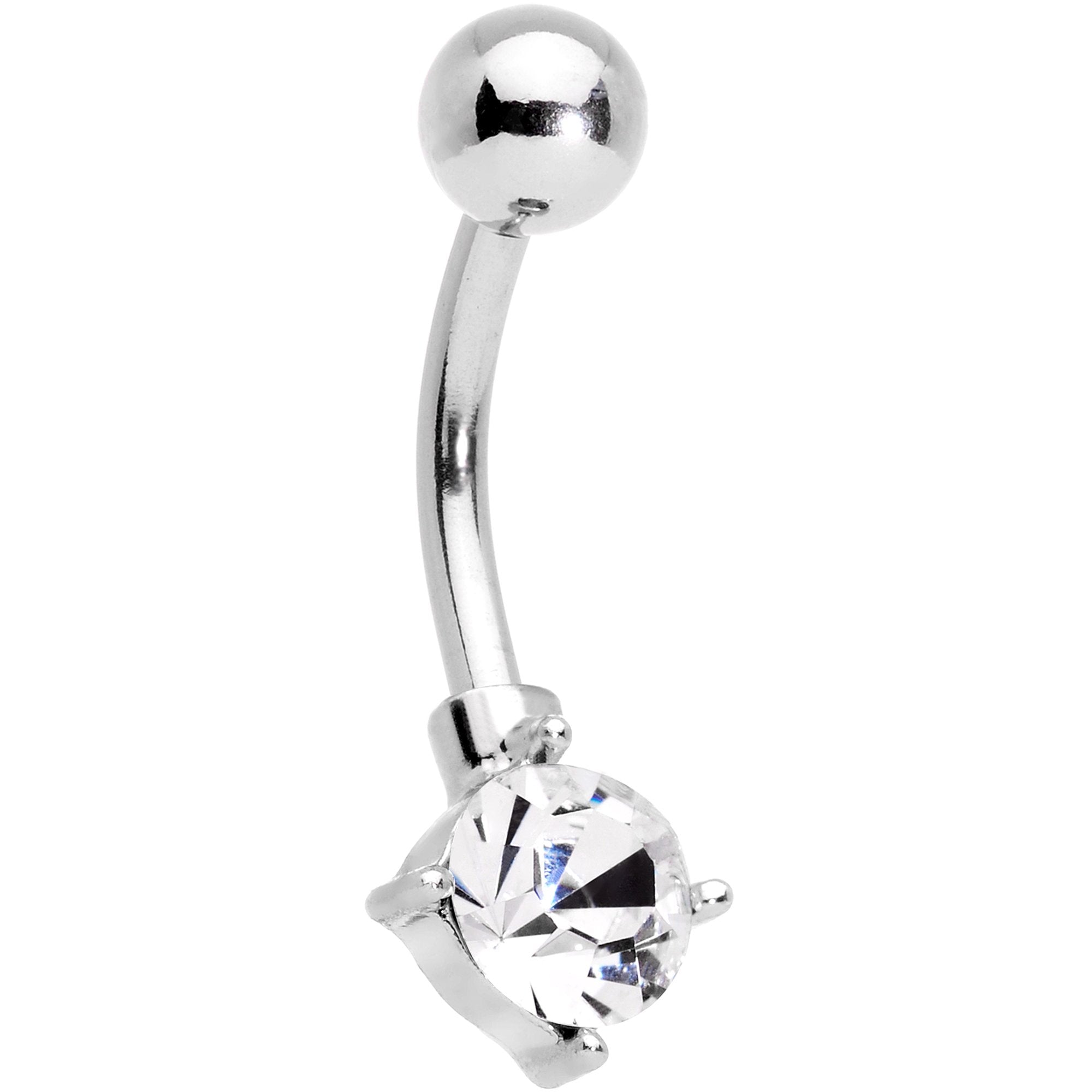 Clear Gem Gold Tone Winter Snowflake Belly Ring Set of 4