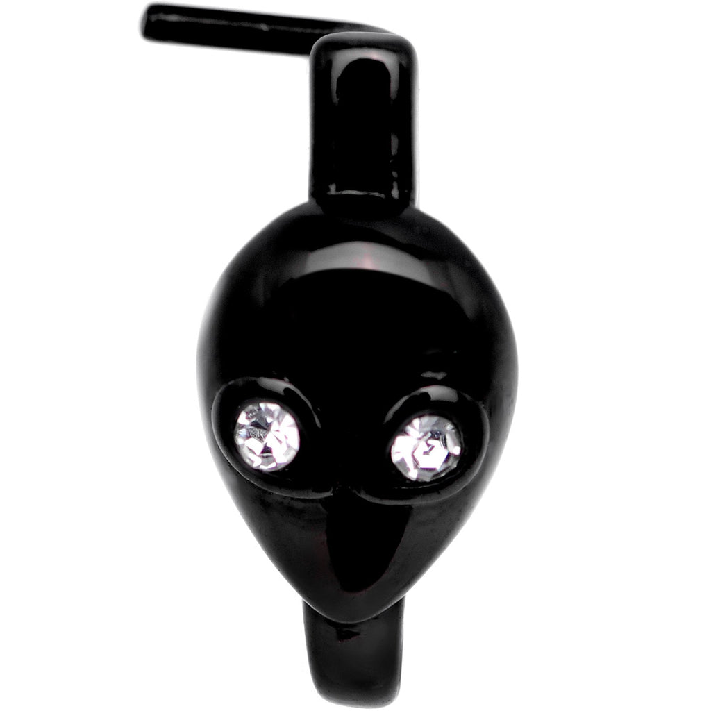 20G Clear Gem Black Alien Invader Faux Hoop L Shaped Nose Ring