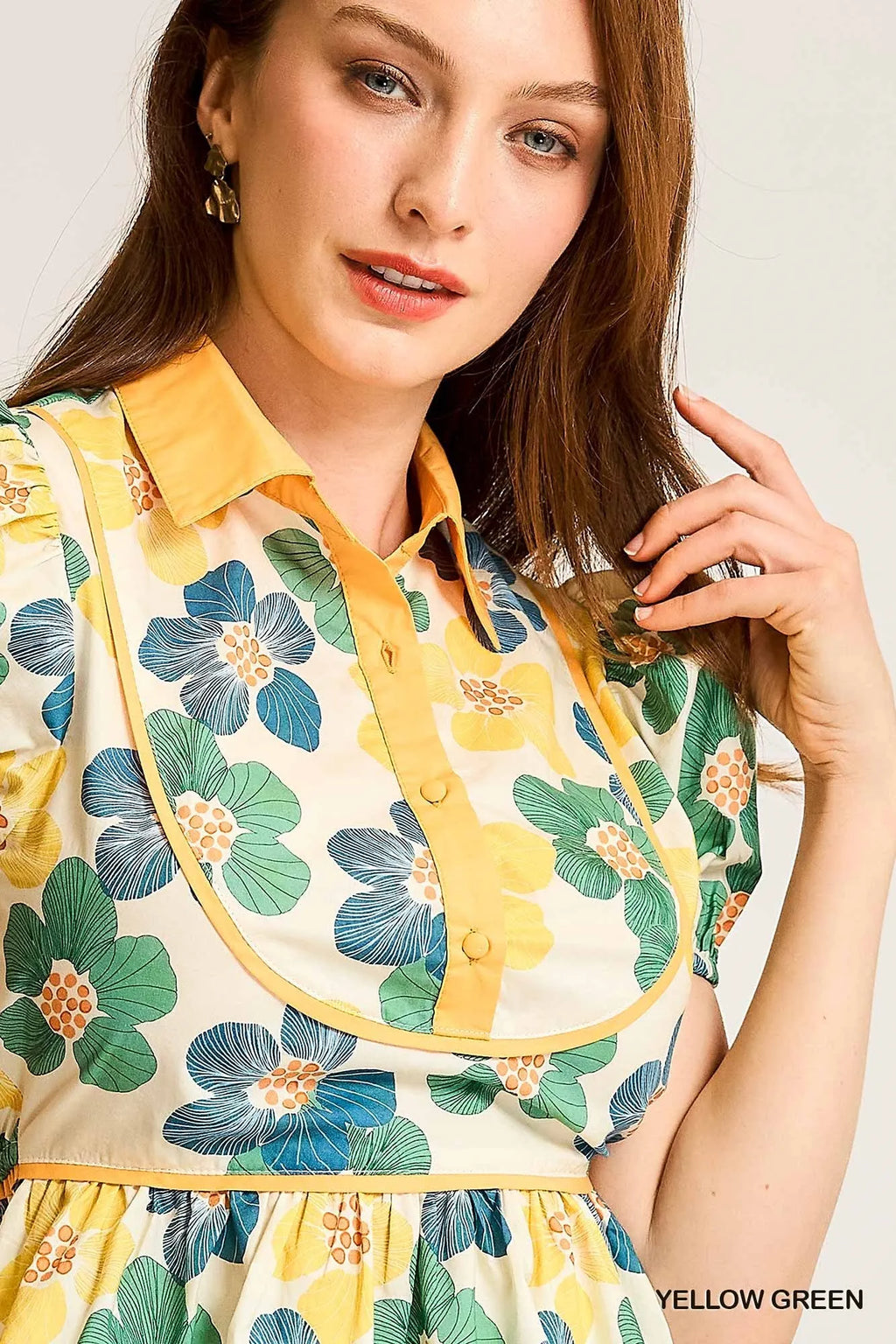 Floral Print Puff Sleeve Cropped Blouse