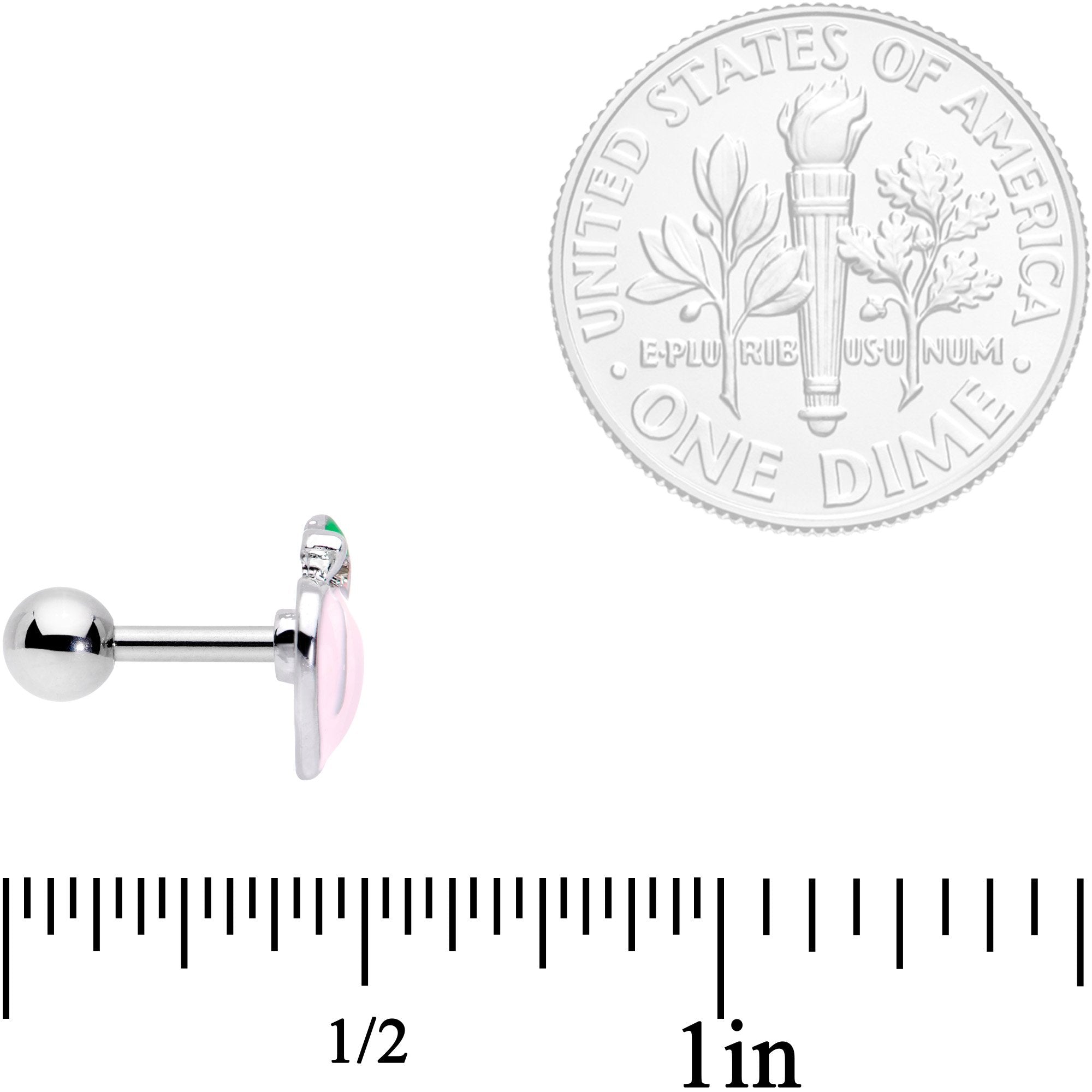 16G 1/4 Sweet Pink Peach Cartilage Tragus Earring