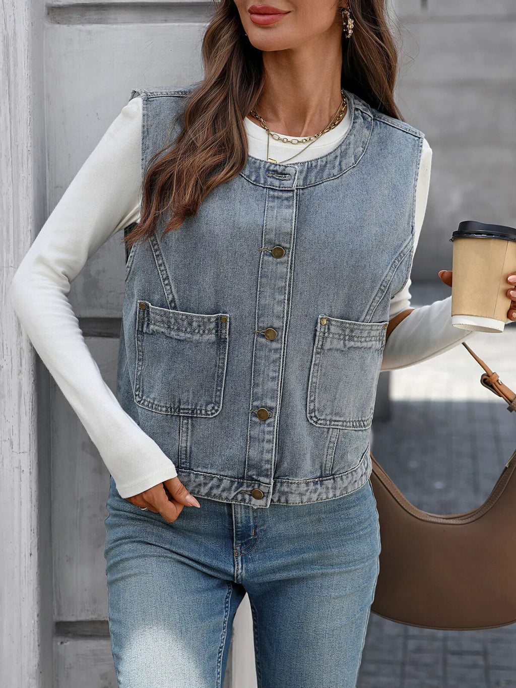 Button-Down Denim Vest