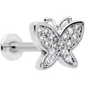 16G 5/16 Clear CZ Gem Spring Butterfly Labret Monroe Tragus