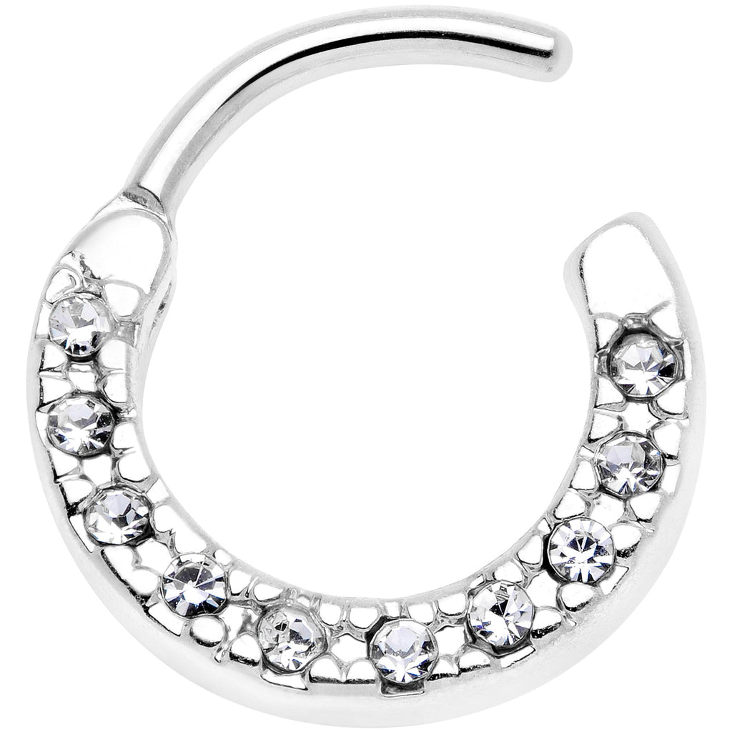 16G 5/16 Clear Gem Paved Cartilage Clicker