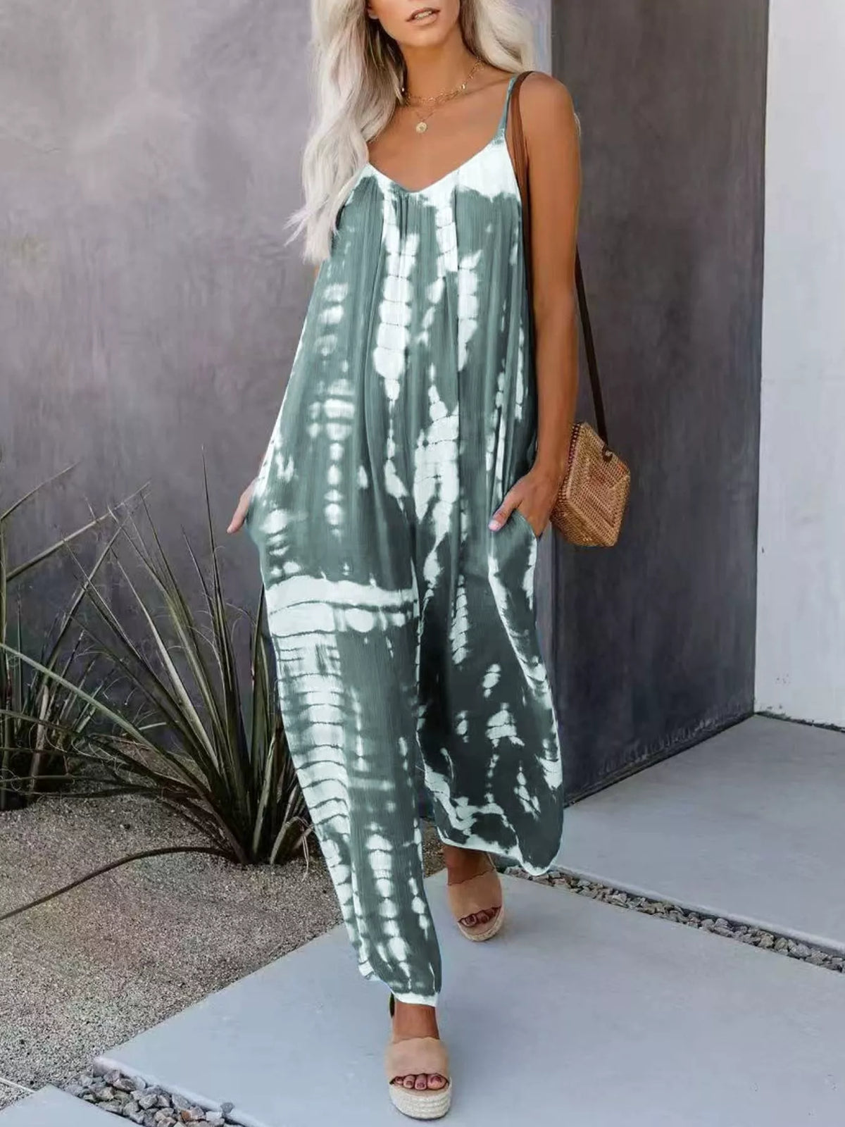 Full Size Tie-Dye Wide Leg Jumpsuit Plus Size