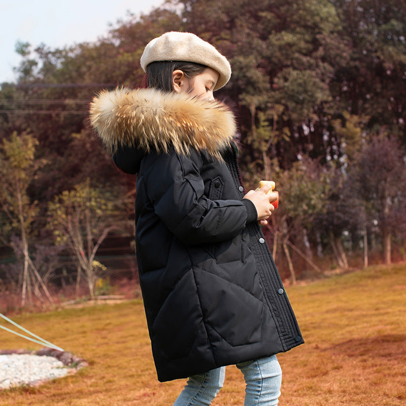Children's Down Jacket Mid-length Western Style Fashionable Winter Clothes Coat
