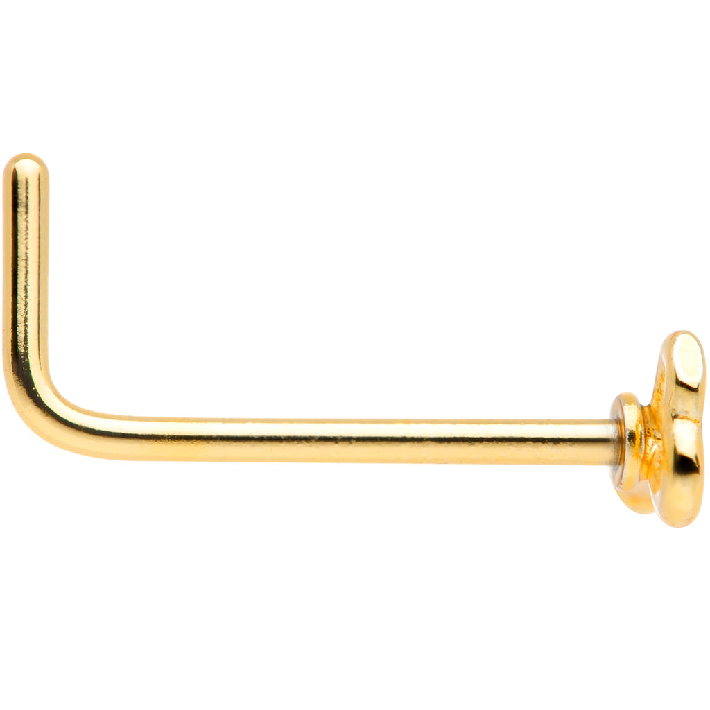 22G 5/16 Gold Tone Key to Your Heart L Shaped Nose Ring