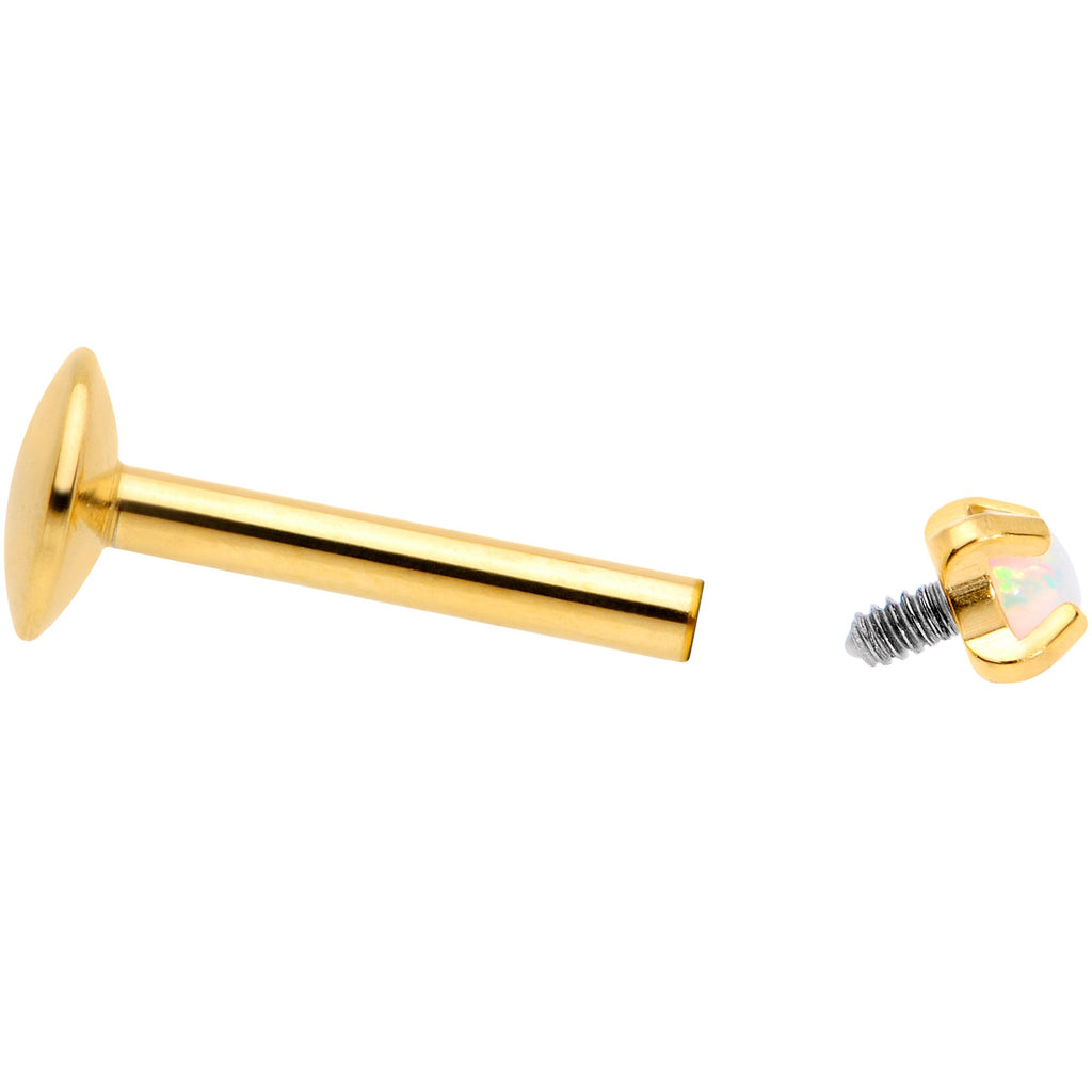 16G 5/16 2mm Syn Opal Gold G23 Titanium Internal Thread Labret