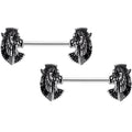 14G 9/16 Grand Ruler Anubis Egyptian Nipple Ring Set