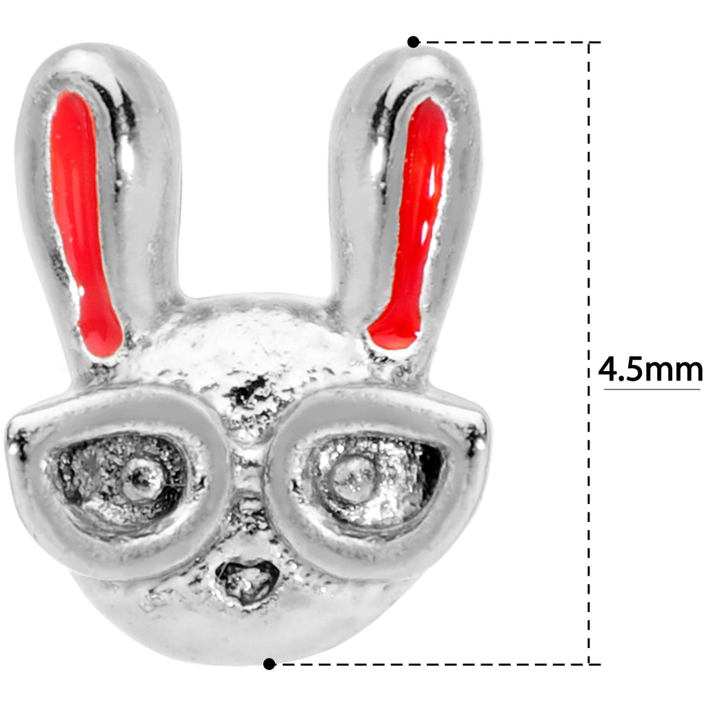 22G 5/16 Pink Ears Nerdy Easter Bunny L Shaped Nose Ring