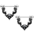 14G 9/16 Clear Gem Baroque Bat Nipple Shield Set