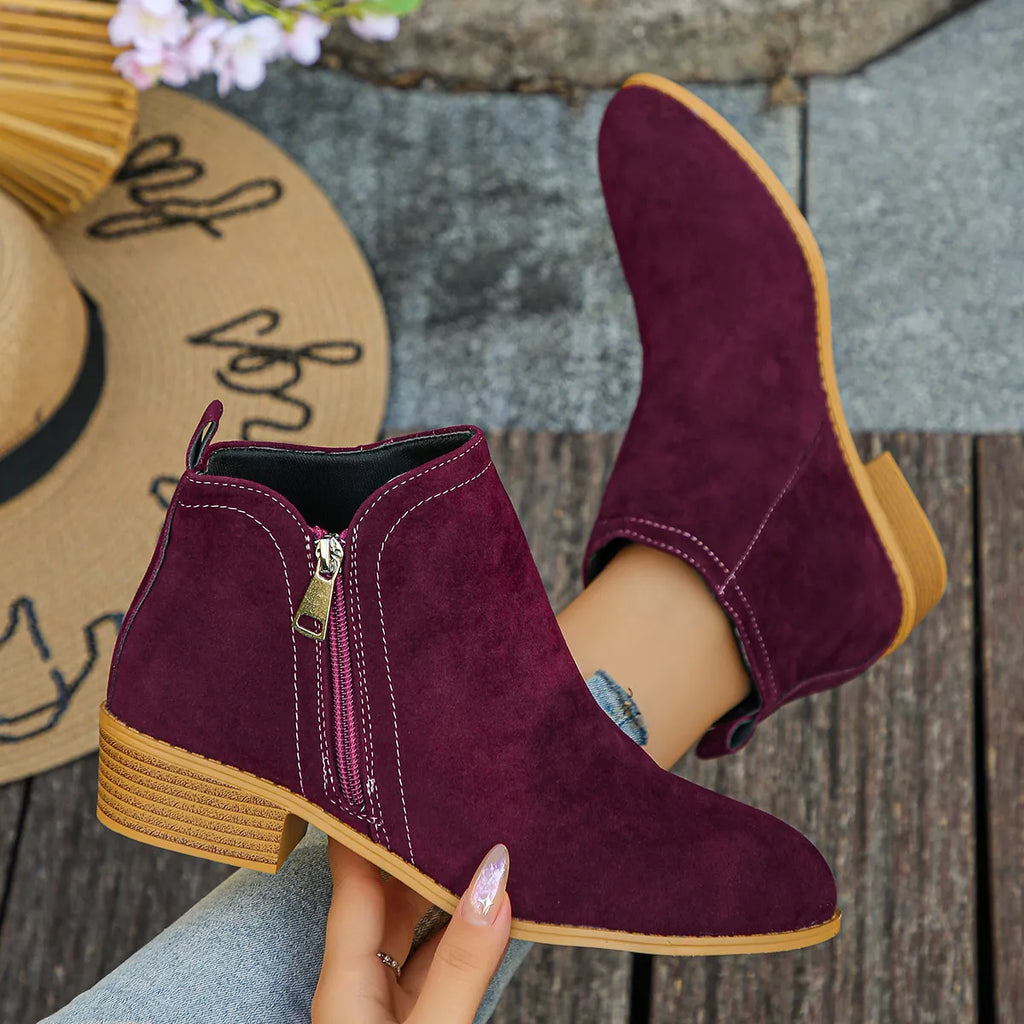 Point Toe Block Heels Boots