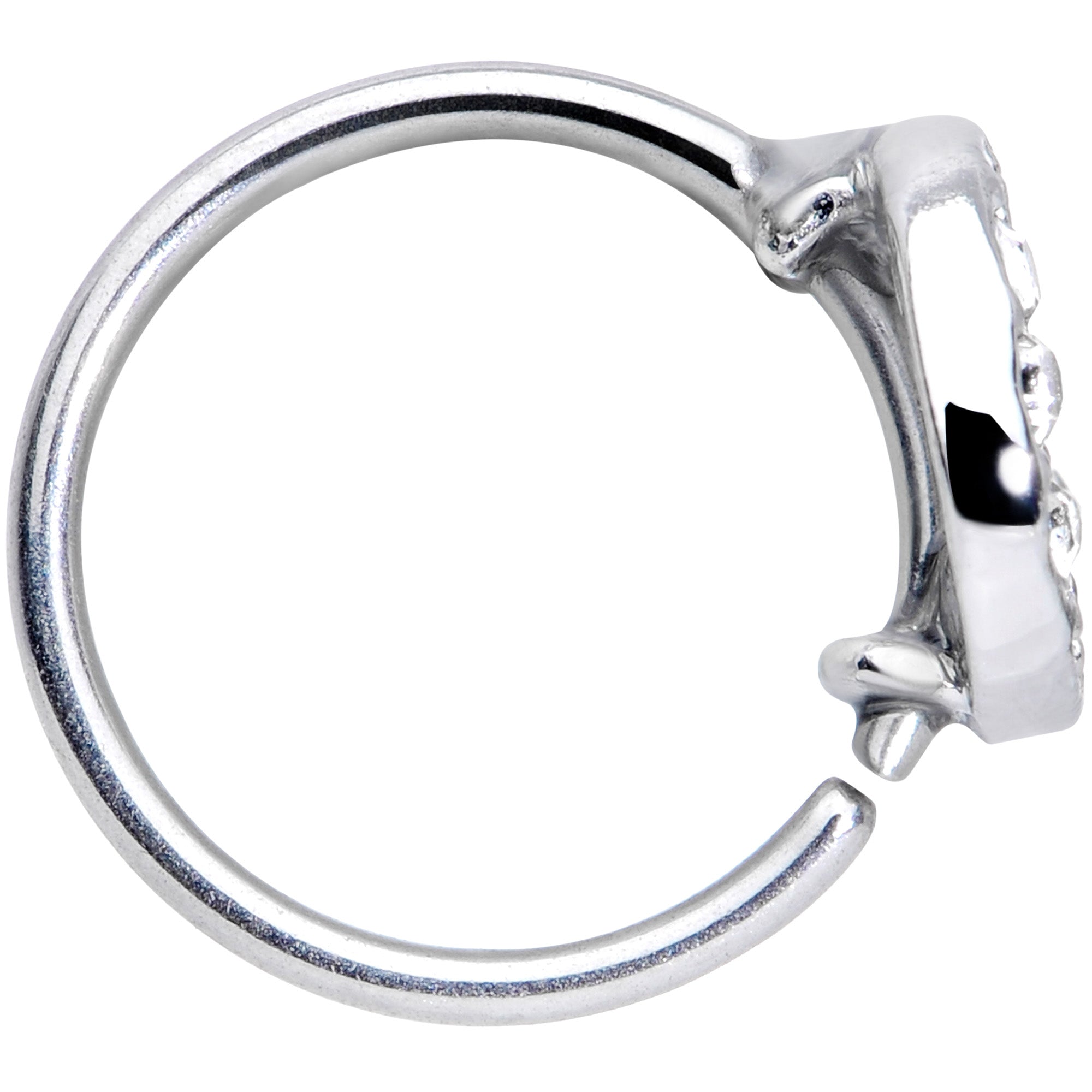 20G 5/16 Clear CZ Gem Moon Heart Nose Hoop