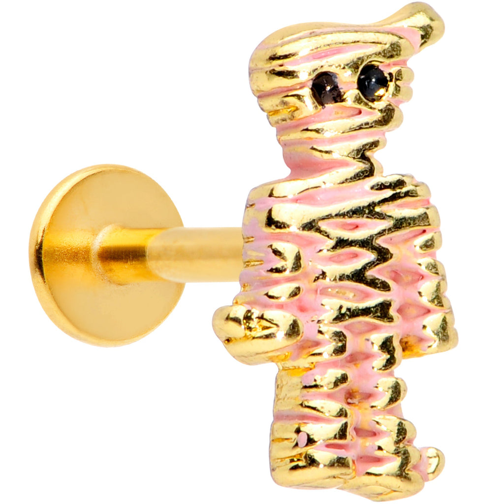 16G 5/16 Gold Tone Mummy Halloween Labret Monroe Tragus