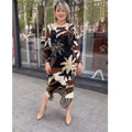 Commuter Round Neck Printed Plus Size Dress