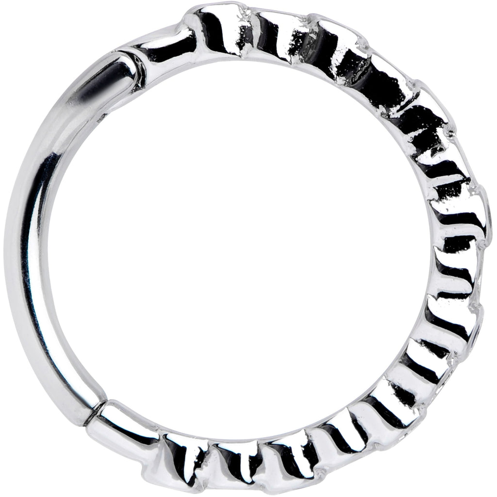 16G 3/8 Clear Blue CZ Gem Classic Circles Hinged Segment Ring