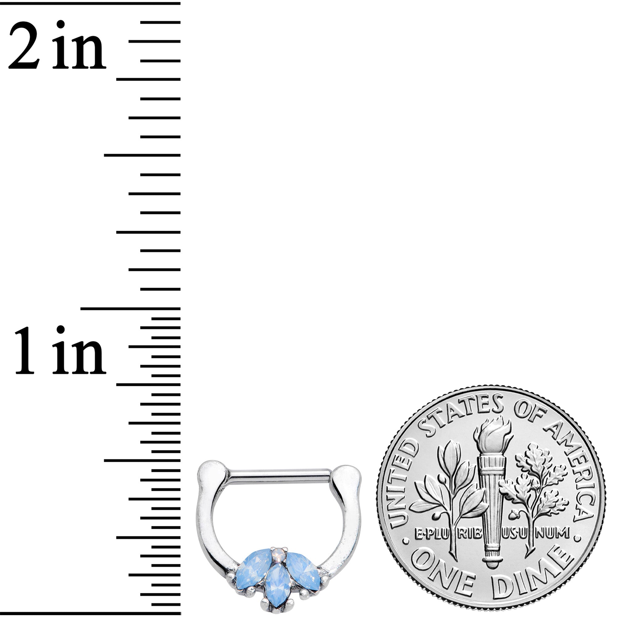 16G 3/8 Blue Faux Opal Triad Cartilage Clicker
