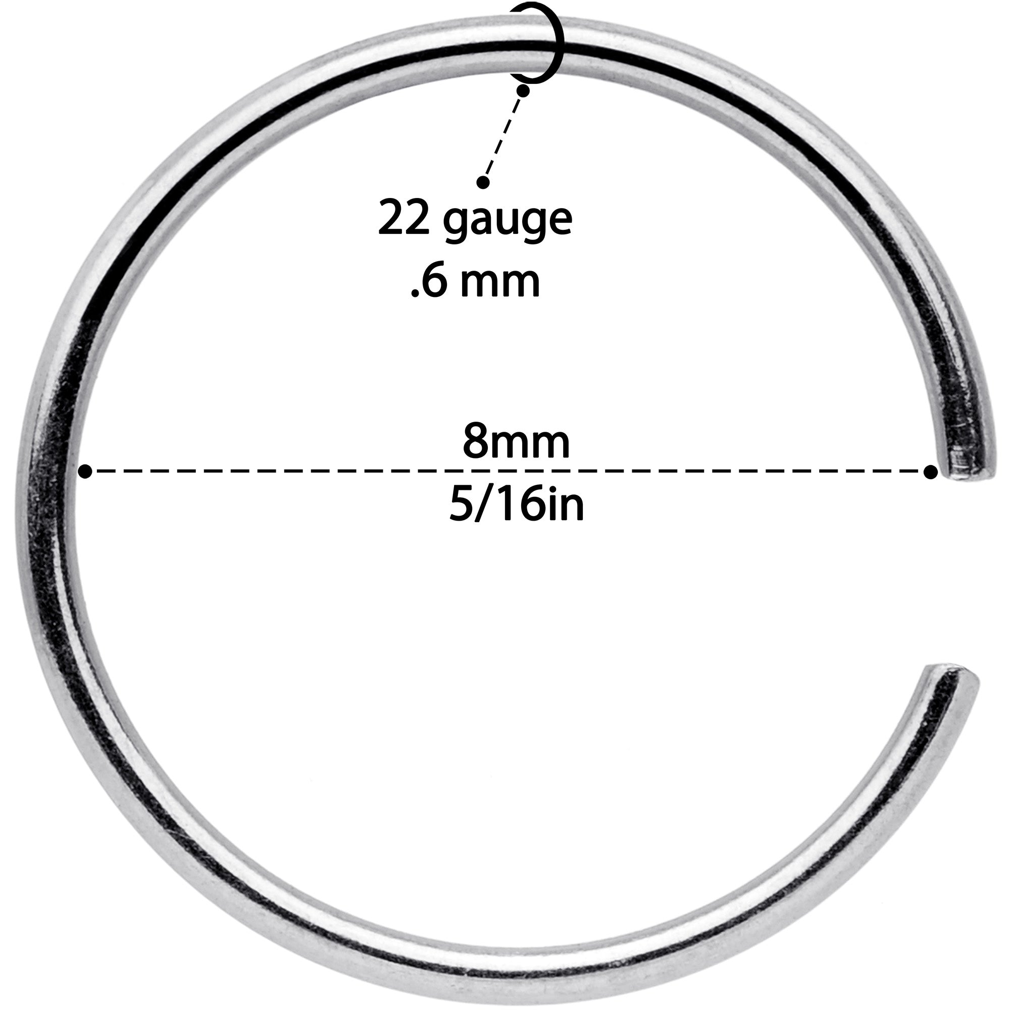 22G 5/16 Steel Rainbow Anodized Seamless Circular Ring Set of 12
