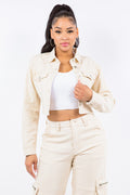 Laced Back Cropped Denim Jacket