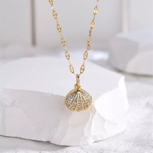 18K Gold-Plated Pearl Shell Necklace