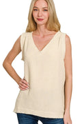 Double Gauze Raw Edge Acid Washed Tank