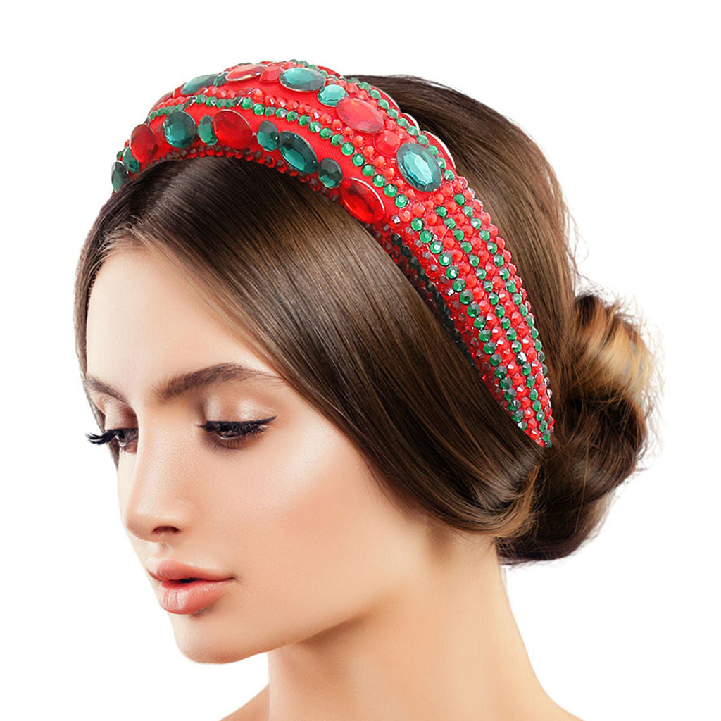 Padded Headband Crystal Crown Stylish Holiday Accessory XMAS