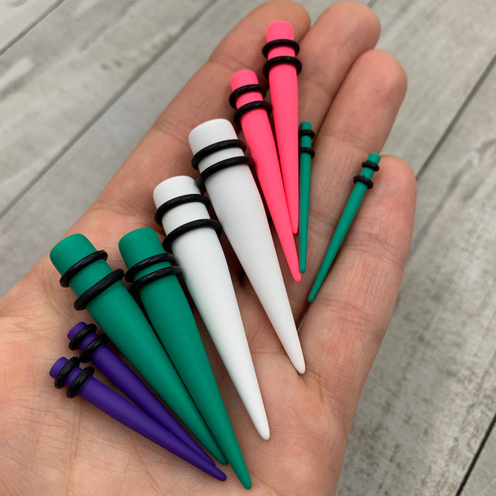 Pink Matte Acrylic Straight Taper Set 2G to 00G