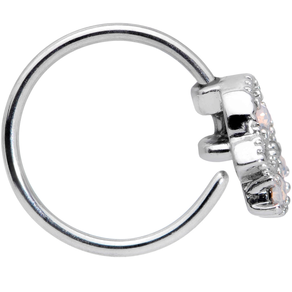 20G 5/16 White Faux Opal UFO Nose Hoop