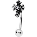 16G 5/16 Clear Gem Renaissance Cross Curved Eyebrow Ring