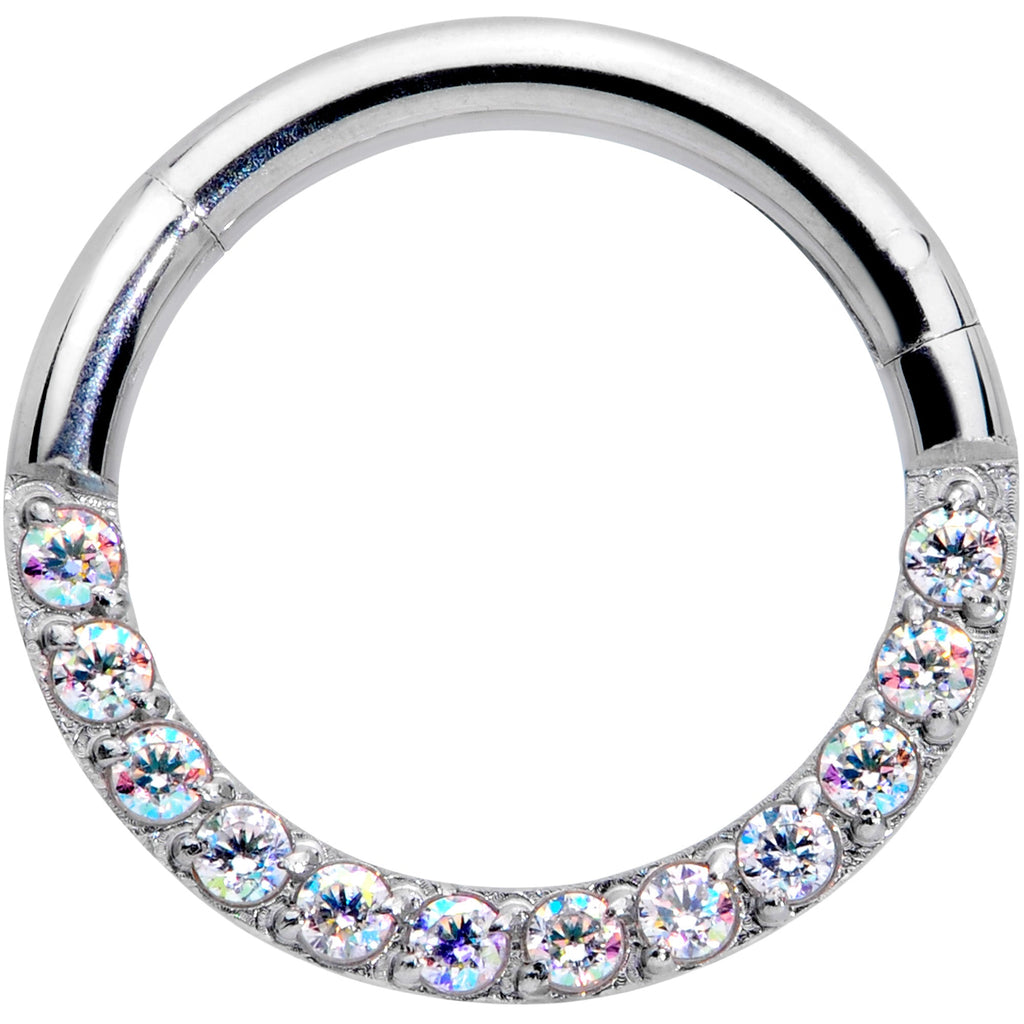 16G 5/16 Aurora Gem Paved Elegance Hinged Segment Ring