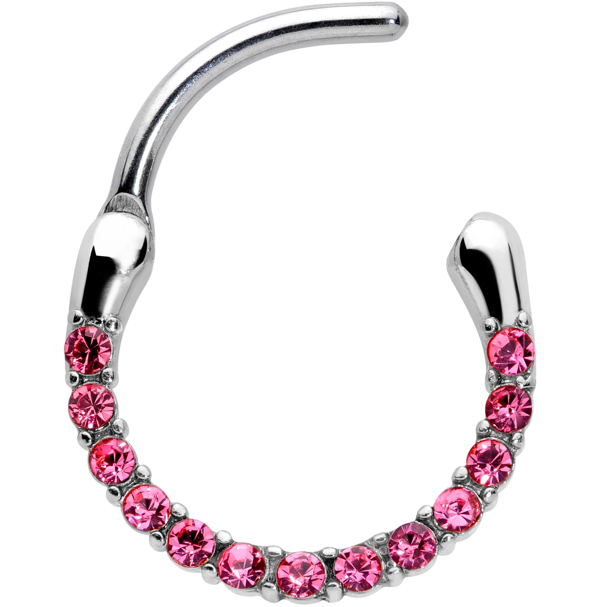 16G 3/8 Pink Gem Paved Cartilage Clicker