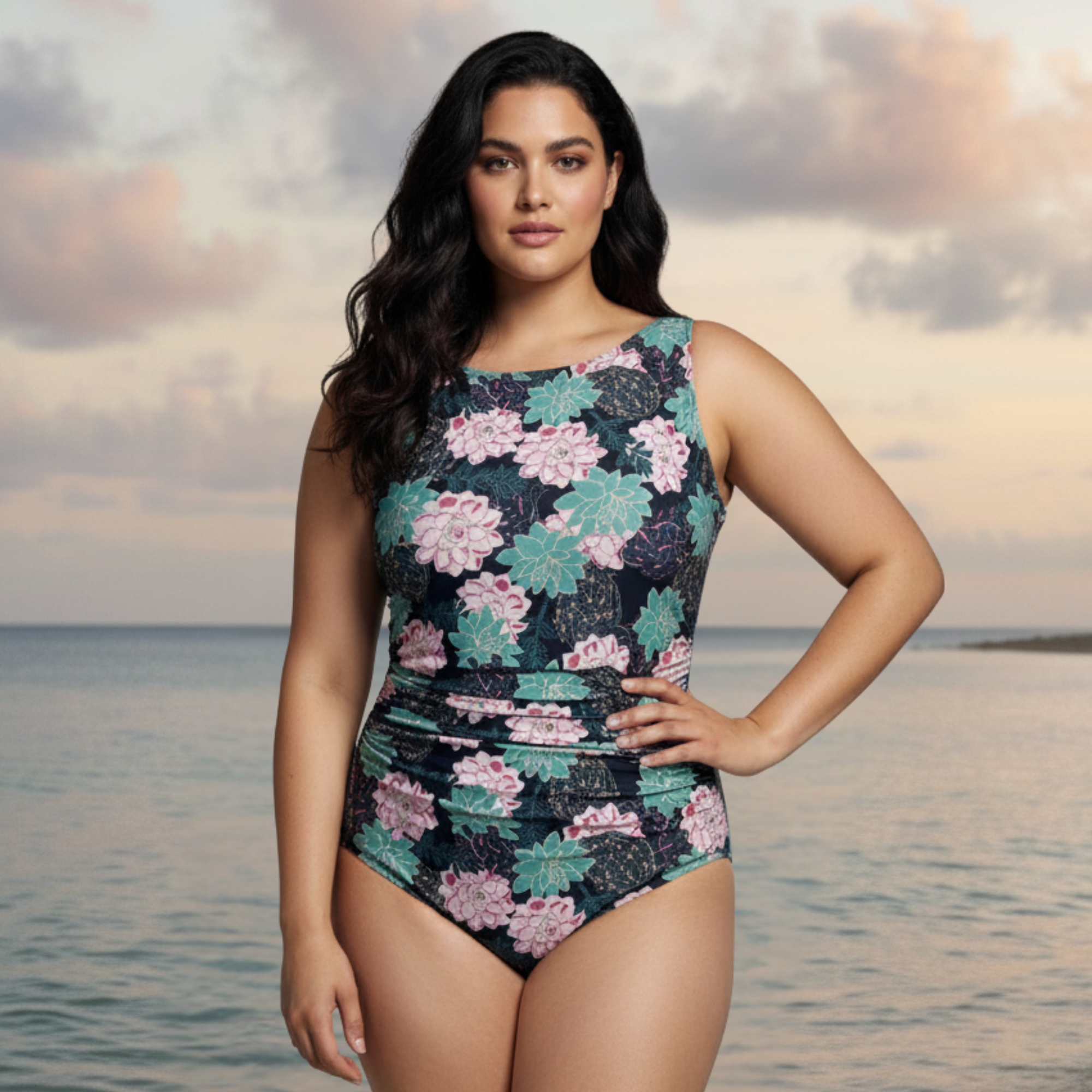 InstantFigure New Succulent High-Neck One-Piece Swimsuit 71591P