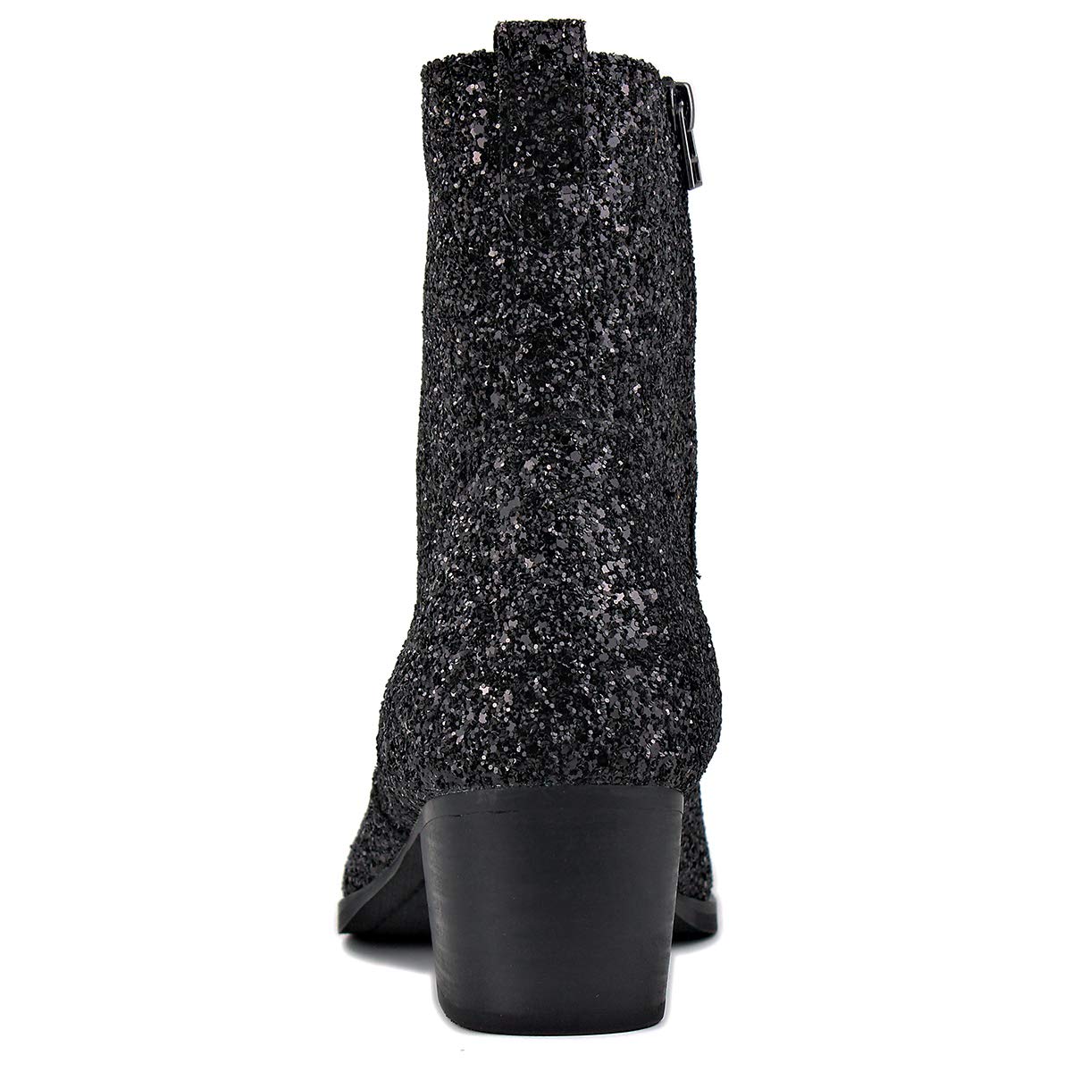 OSSTONE Dress Boot for Men Leather Glitter Chukka Designer Boots Casual Heel Shoes Zipper-up